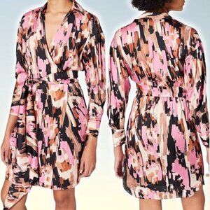 NWT JUST CAVALLI Women's Abito Long Sleeve Belted Shirt Dress Sz 8  + FLAWS